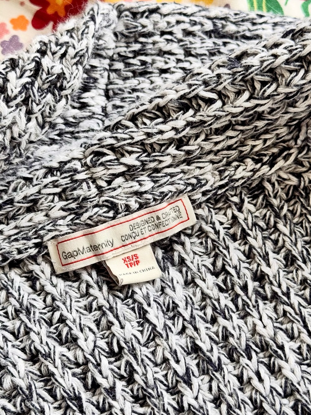 GAP Marled Black and White Crewneck Sweater
